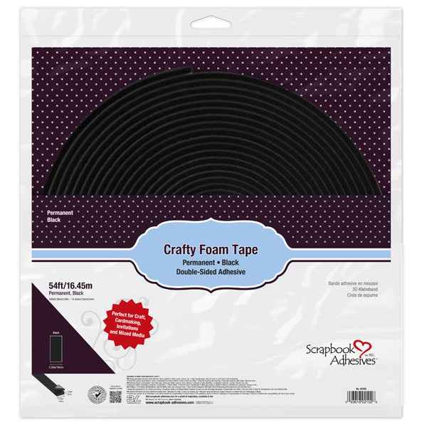Adhesivos para álbumes de recortes de 3L Crafty Foam Tape, color negro, 54 pies